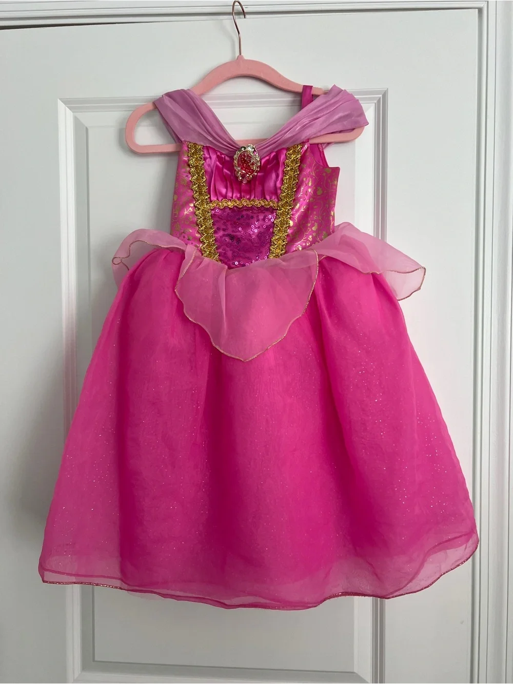 Disney Princess Aurora Sleeping Beauty Costume Dress Girls Size 4 Pink Dress-Up